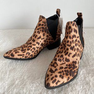 Women's Animal Print Leopard Pull-on Ankle Boot, Brown, Size 8